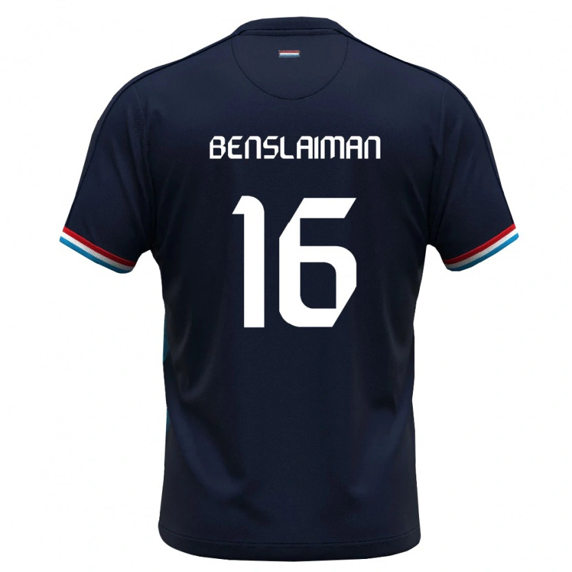 Danxen Mujer Camiseta Luxemburgo Mohamed Benslaiman #16 Azul Real Rojo 2ª Equipación 26-28 La Camisa