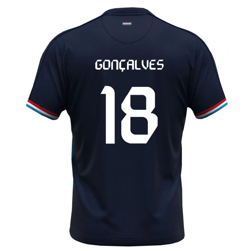 Danxen Mujer Camiseta Luxemburgo Miguel Gonçalves #18 Azul Real Rojo 2ª Equipación 26-28 La Camisa