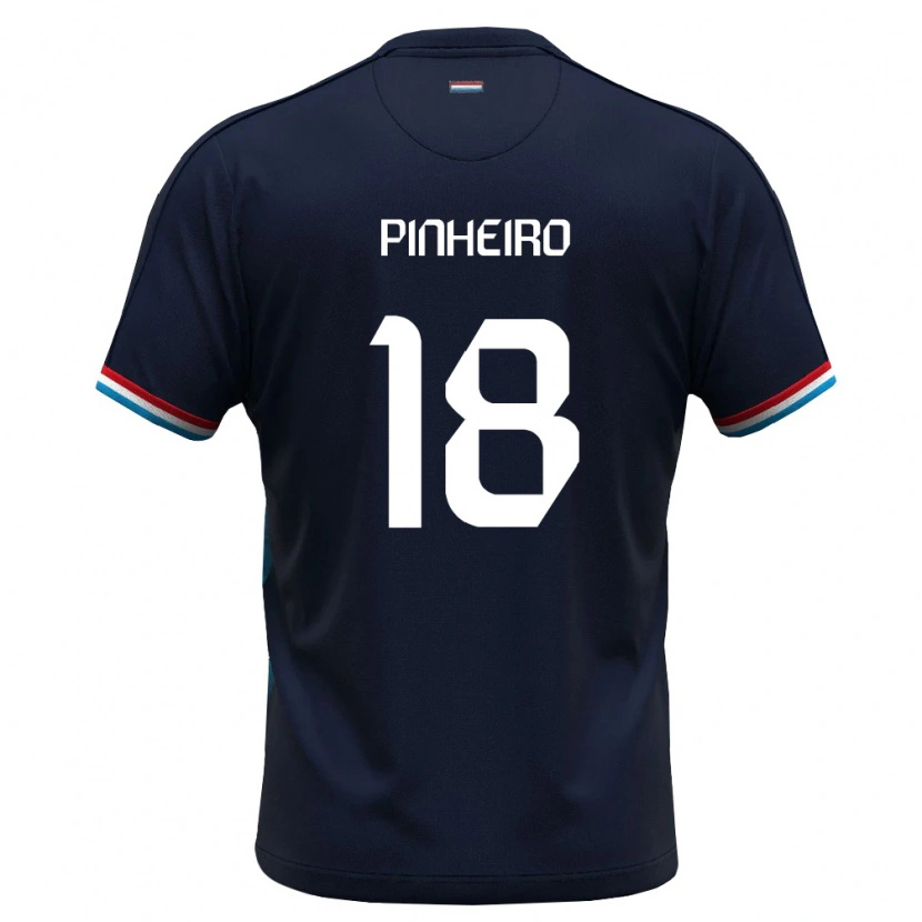 Danxen Mujer Camiseta Luxemburgo Malik Pinheiro #18 Azul Real Rojo 2ª Equipación 26-28 La Camisa