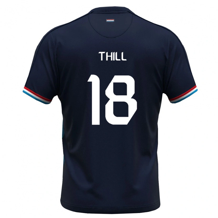 Danxen Mujer Camiseta Luxemburgo Marek Thill #18 Azul Real Rojo 2ª Equipación 26-28 La Camisa