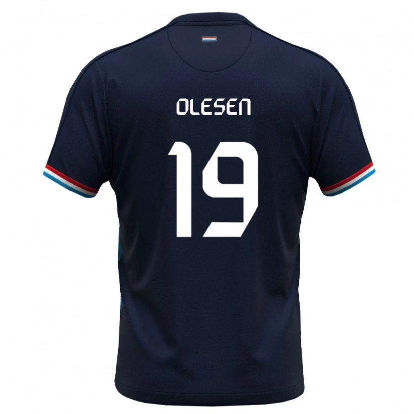Danxen Mujer Camiseta Luxemburgo Mathias Olesen #19 Azul Real Rojo 2ª Equipación 26-28 La Camisa
