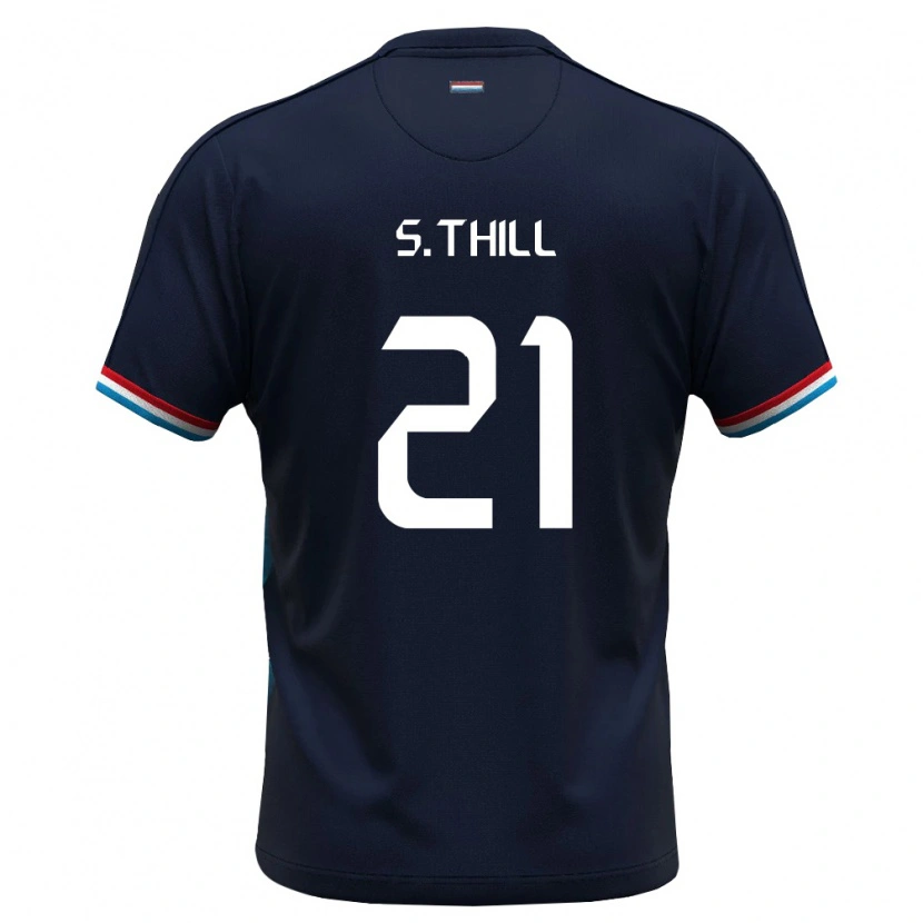 Danxen Mujer Camiseta Luxemburgo Sébastien Thill #21 Azul Real Rojo 2ª Equipación 26-28 La Camisa