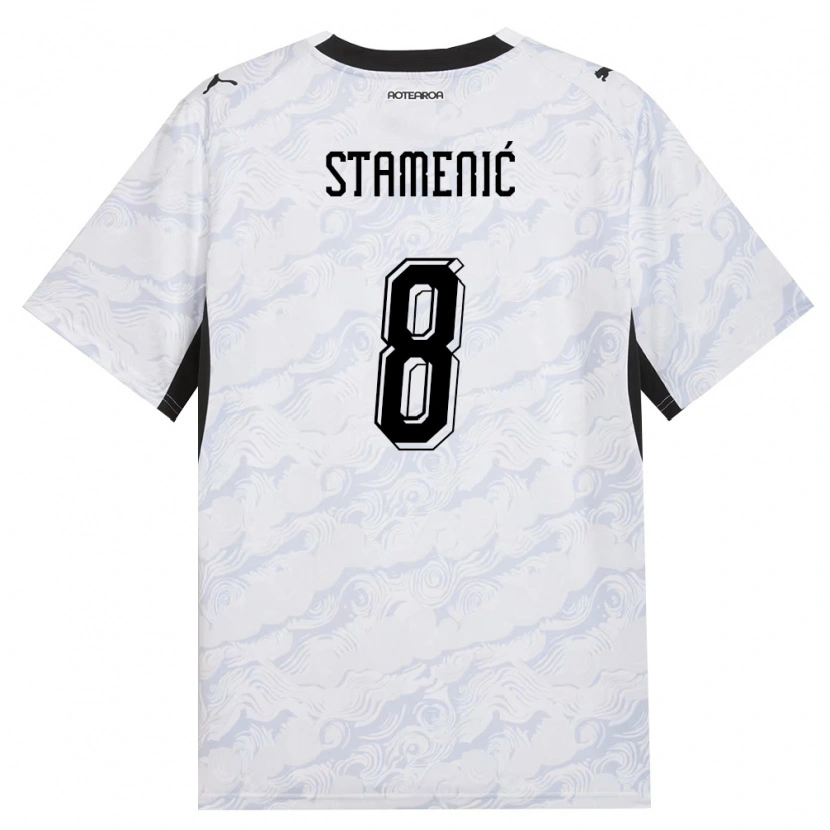 Danxen Mujer Camiseta Nueva Zelanda Marko Stamenić #8 Negro Blanco 2ª Equipación 26-28 La Camisa