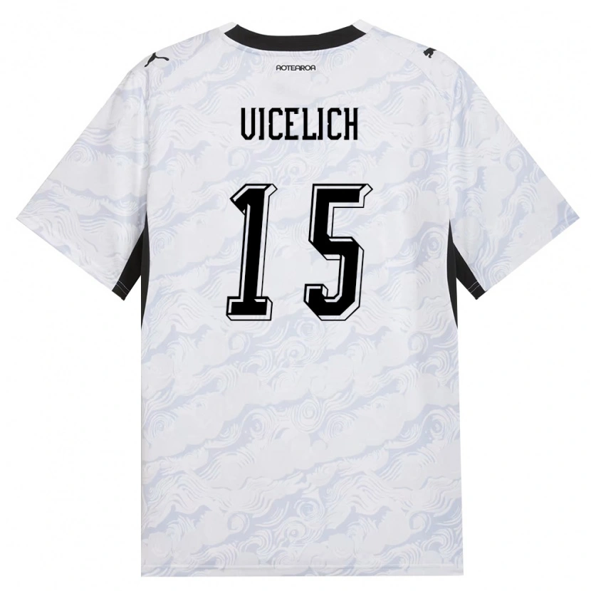 Danxen Mujer Camiseta Nueva Zelanda Luka Vicelich #15 Negro Blanco 2ª Equipación 26-28 La Camisa