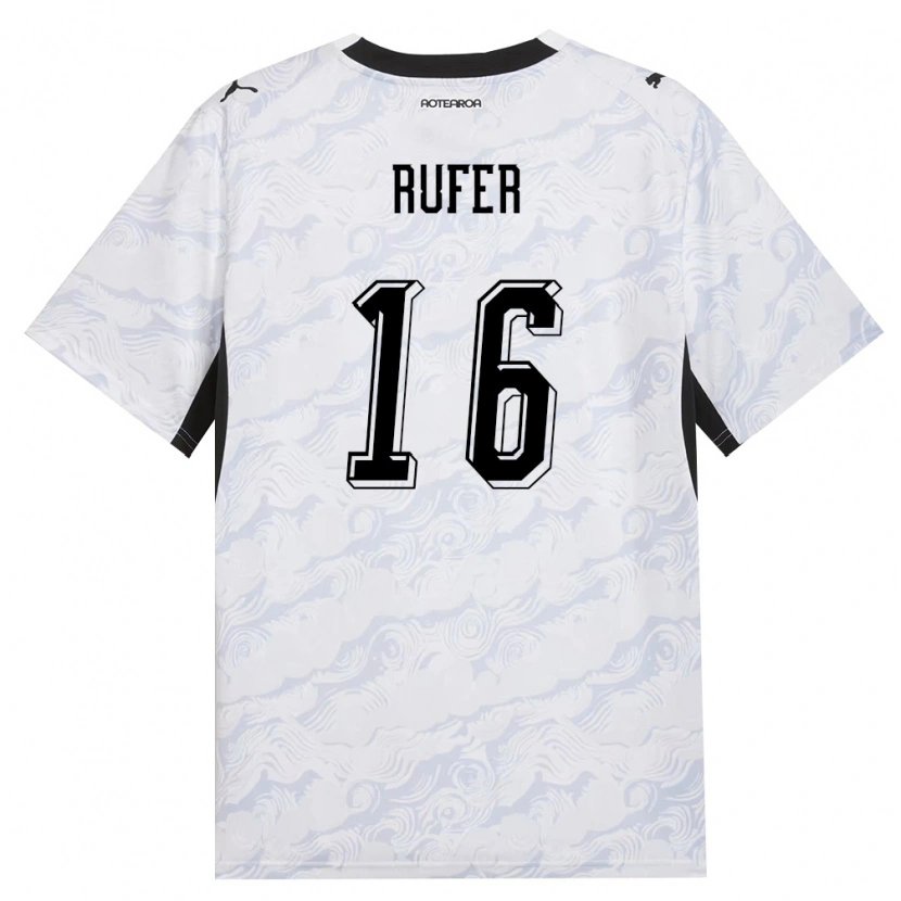 Danxen Mujer Camiseta Nueva Zelanda Alex Rufer #16 Negro Blanco 2ª Equipación 26-28 La Camisa