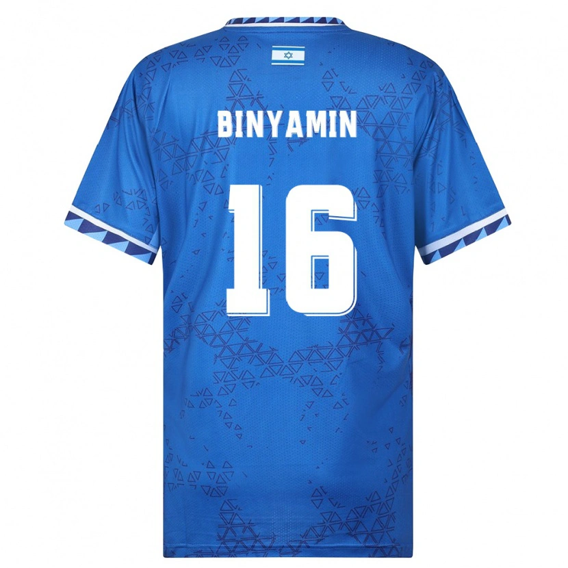 Danxen Mujer Camiseta Israel Ran Binyamin #16 Azul Blanco 2ª Equipación 26-28 La Camisa