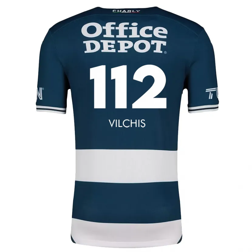 Danxen Niño Camiseta Leonardo Vílchis #112 Azul Blanco 1ª Equipación 2024/25 La Camisa