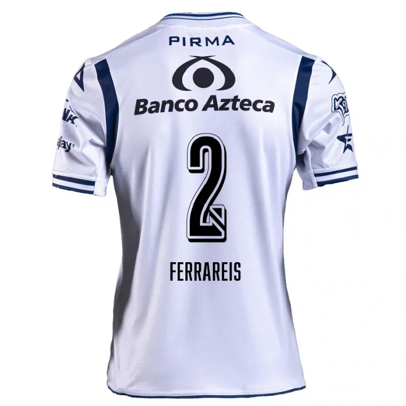 Danxen Niño Camiseta Gustavo Ferrareis #2 Blanco Azul Marino 1ª Equipación 2024/25 La Camisa