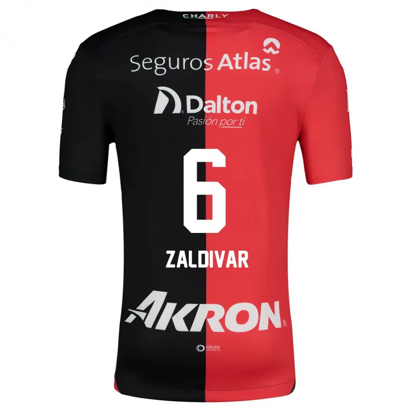 Danxen Niño Camiseta Édgar Zaldívar #6 Negro Rojo 1ª Equipación 2024/25 La Camisa