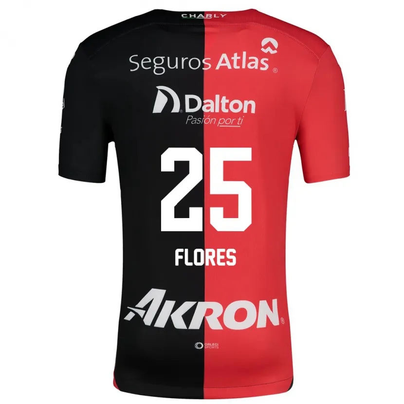 Danxen Niño Camiseta Leonardo Flores #25 Negro Rojo 1ª Equipación 2024/25 La Camisa