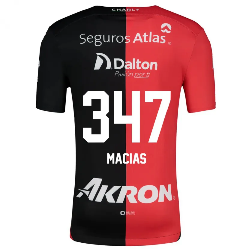 Danxen Niño Camiseta Ángel Macías #347 Negro Rojo 1ª Equipación 2024/25 La Camisa