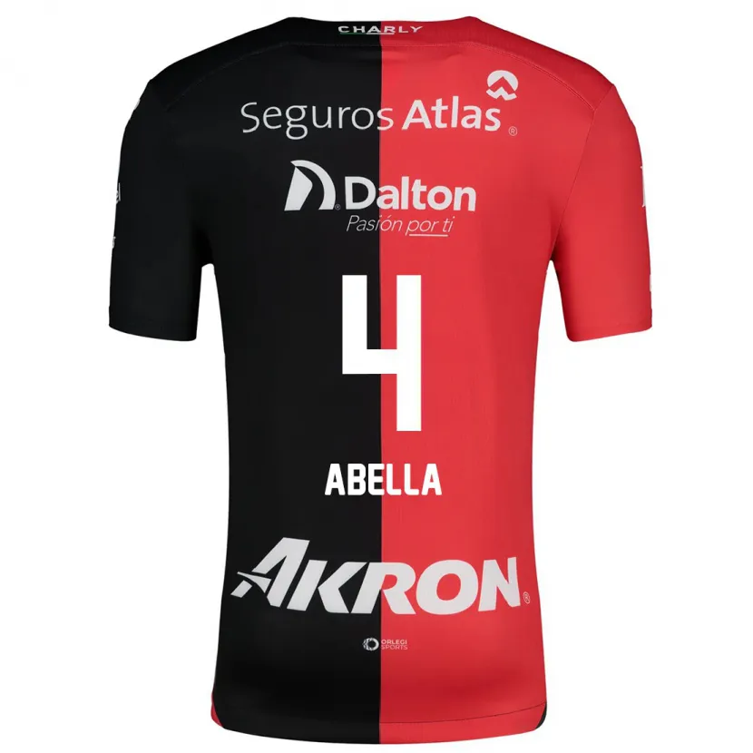 Danxen Niño Camiseta José Abella #4 Negro Rojo 1ª Equipación 2024/25 La Camisa