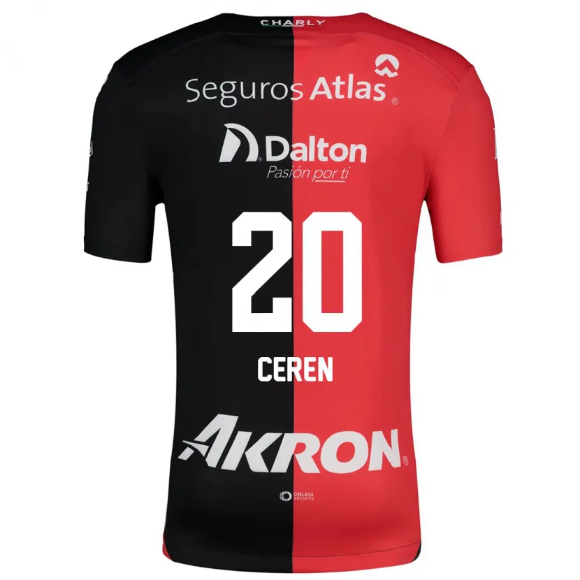 Danxen Niño Camiseta Brenda Cerén #20 Negro Rojo 1ª Equipación 2024/25 La Camisa