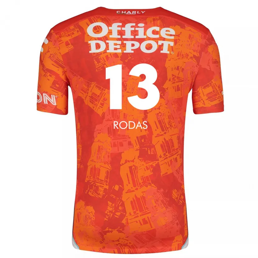 Danxen Niño Camiseta Carlos Rodas #13 Naranja Blanco 2ª Equipación 2024/25 La Camisa