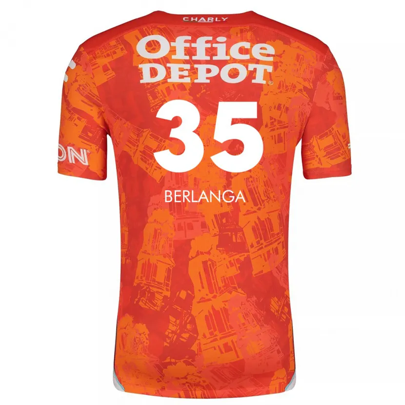 Danxen Niño Camiseta Jorge Berlanga #35 Naranja Blanco 2ª Equipación 2024/25 La Camisa
