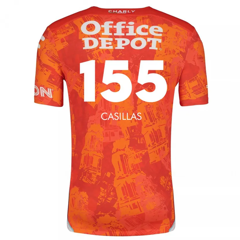 Danxen Niño Camiseta Johan Casillas #155 Naranja Blanco 2ª Equipación 2024/25 La Camisa
