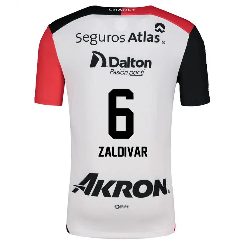 Danxen Niño Camiseta Édgar Zaldívar #6 Blanco Rojo Negro 2ª Equipación 2024/25 La Camisa