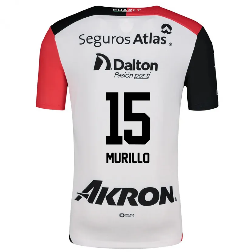 Danxen Niño Camiseta Jhon Murillo #15 Blanco Rojo Negro 2ª Equipación 2024/25 La Camisa