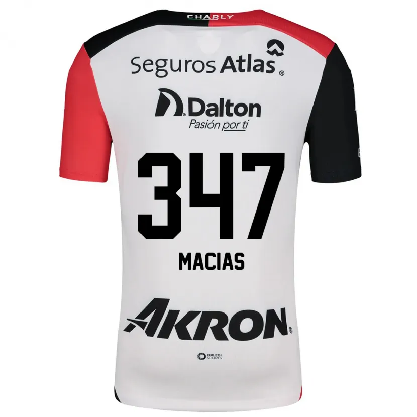 Danxen Niño Camiseta Ángel Macías #347 Blanco Rojo Negro 2ª Equipación 2024/25 La Camisa