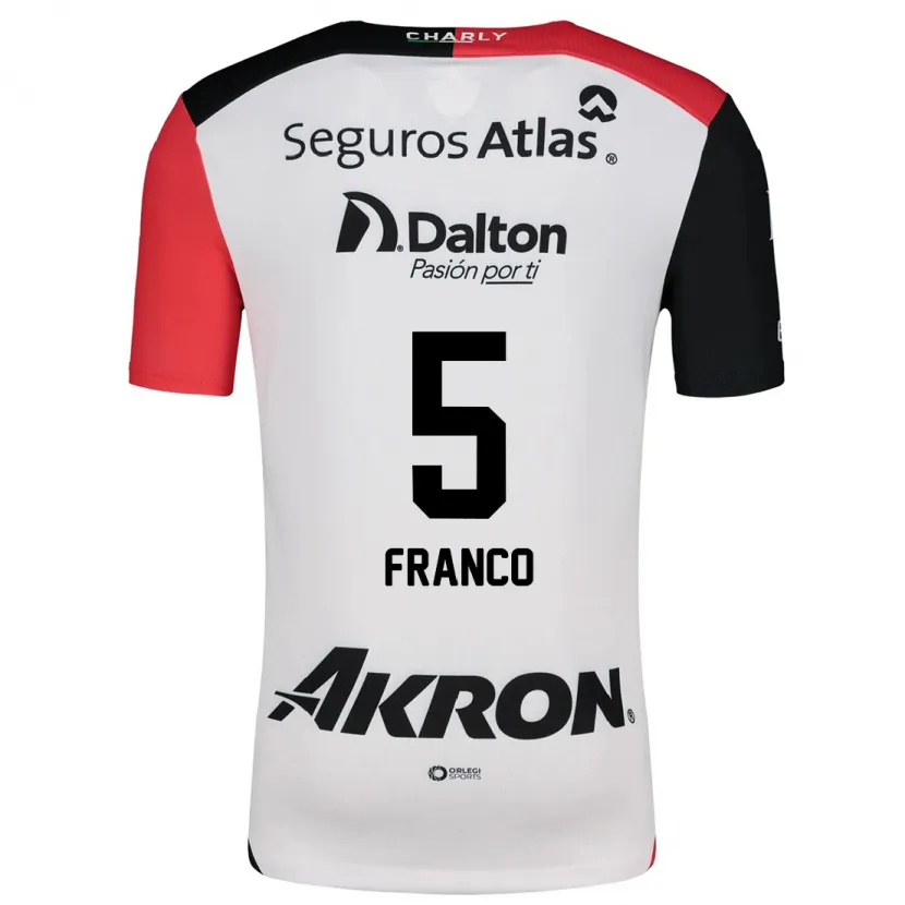 Danxen Niño Camiseta Alejandra Franco #5 Blanco Rojo Negro 2ª Equipación 2024/25 La Camisa
