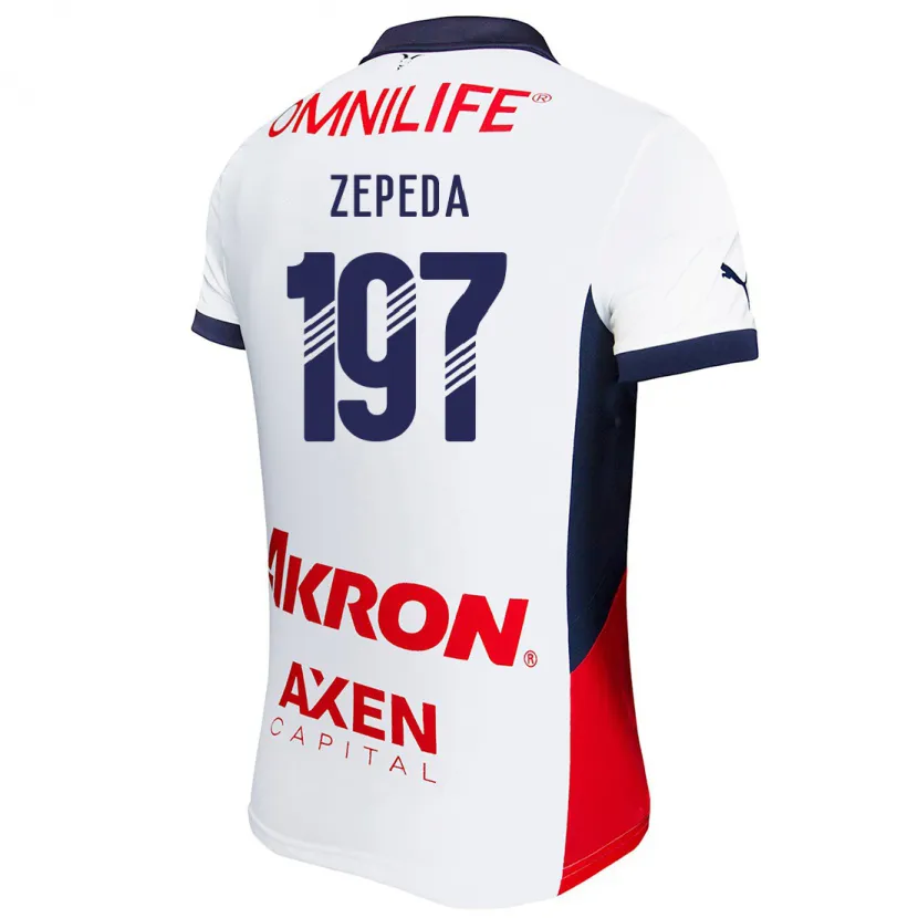 Danxen Niño Camiseta Carlos Zepeda #197 Blanco Rojo Azul 2ª Equipación 2024/25 La Camisa