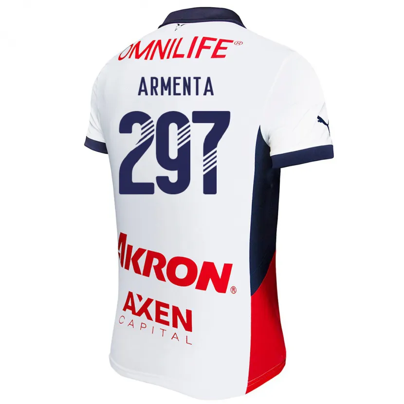 Danxen Niño Camiseta Deibith Armenta #297 Blanco Rojo Azul 2ª Equipación 2024/25 La Camisa