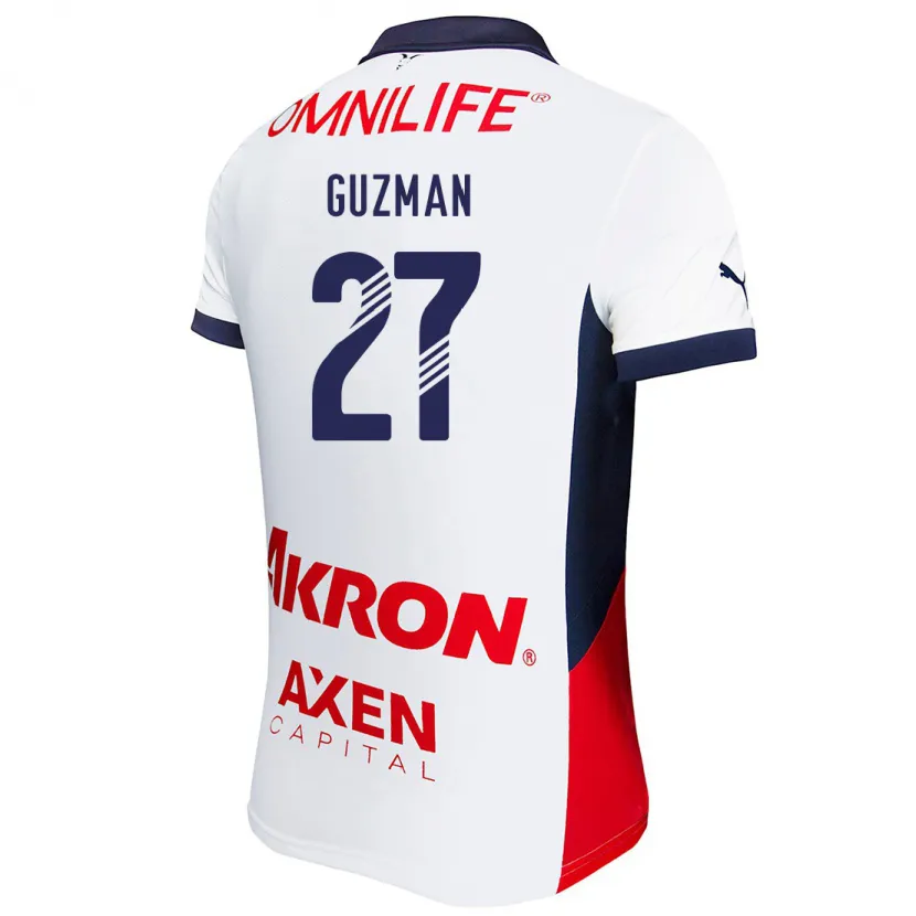 Danxen Niño Camiseta Kinberly Guzmán #27 Blanco Rojo Azul 2ª Equipación 2024/25 La Camisa