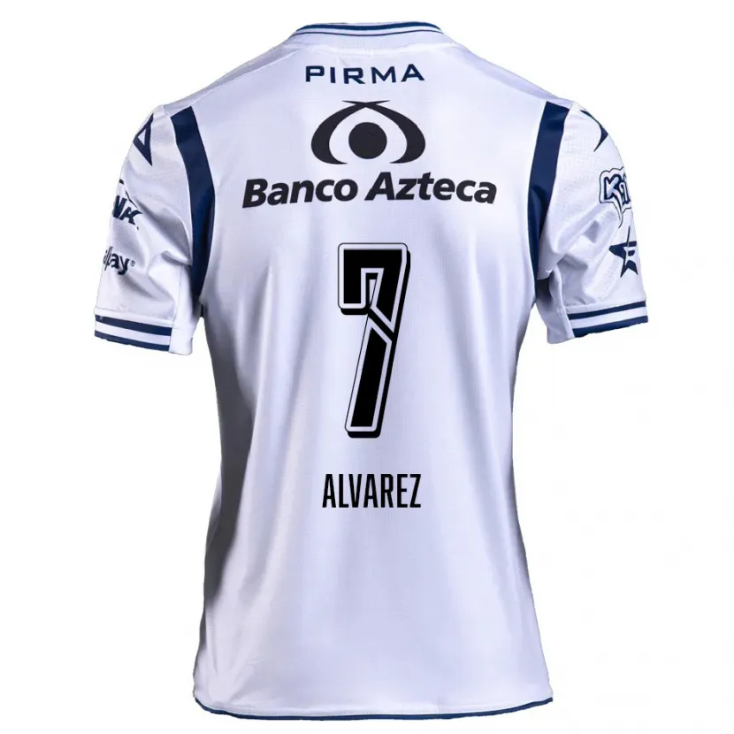 Danxen Hombre Camiseta Daniel Álvarez #7 Blanco Azul Marino 1ª Equipación 2024/25 La Camisa