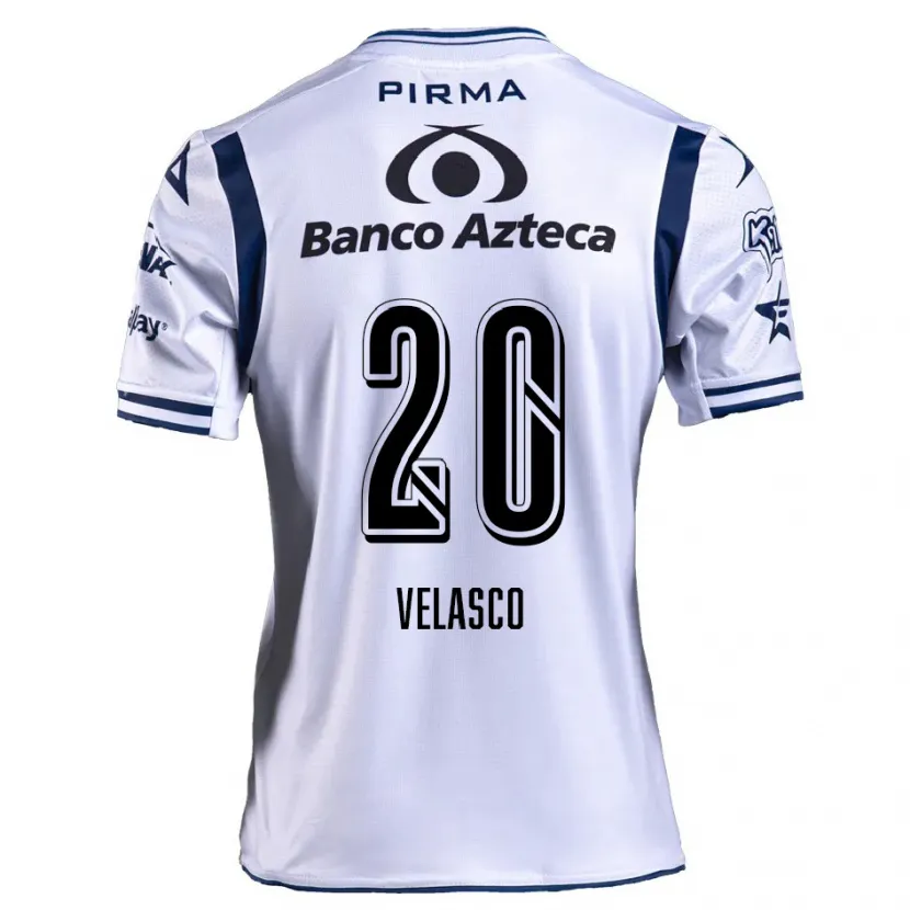 Danxen Hombre Camiseta Kevin Velasco #20 Blanco Azul Marino 1ª Equipación 2024/25 La Camisa