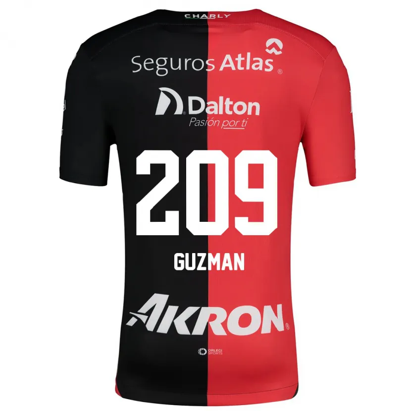 Danxen Hombre Camiseta Jorge Guzmán #209 Negro Rojo 1ª Equipación 2024/25 La Camisa
