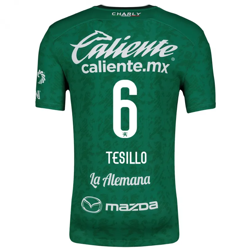 Danxen Hombre Camiseta William Tesillo #6 Verde Blanco 1ª Equipación 2024/25 La Camisa