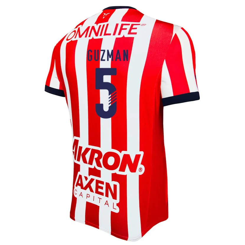 Danxen Hombre Camiseta Víctor Guzmán #5 Rojo Blanco Azul 1ª Equipación 2024/25 La Camisa