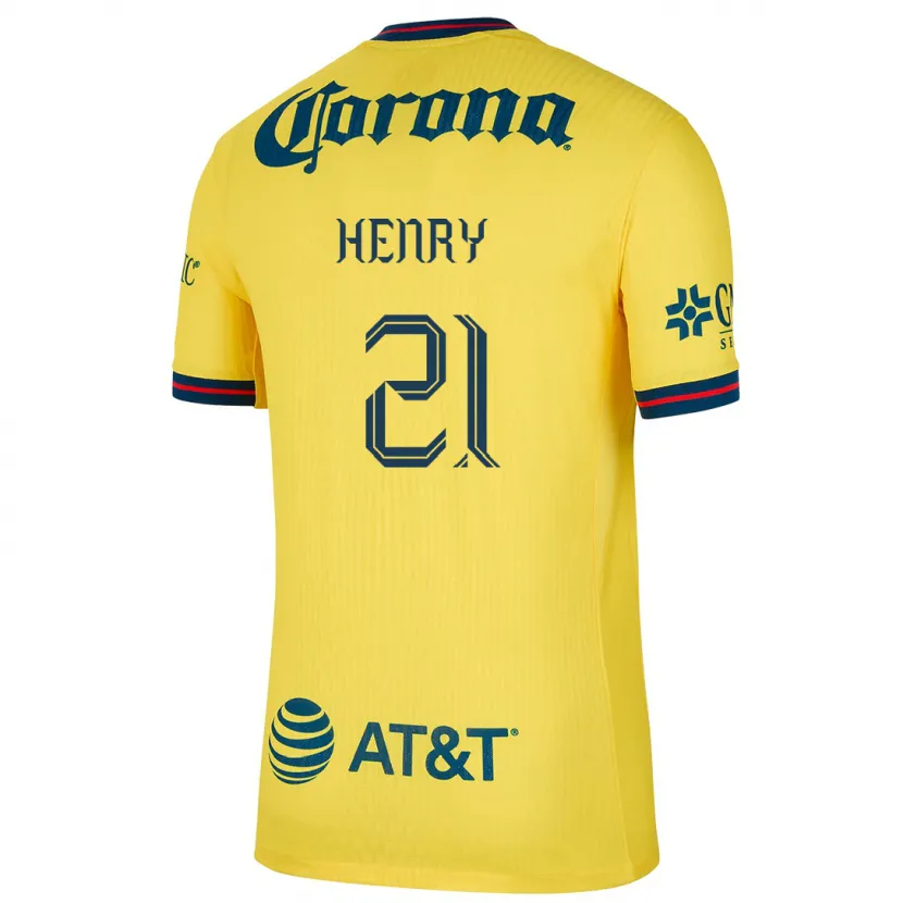 Danxen Hombre Camiseta Henry Martín #21 Amarillo Azul 1ª Equipación 2024/25 La Camisa