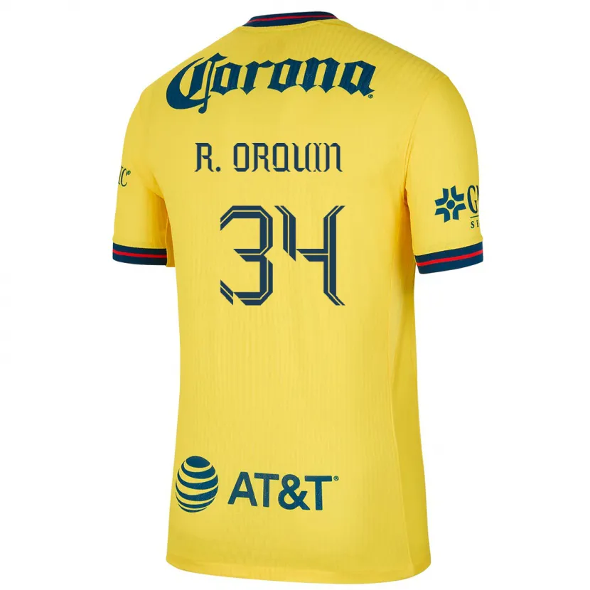 Danxen Hombre Camiseta Ralph Orquin #34 Amarillo Azul 1ª Equipación 2024/25 La Camisa