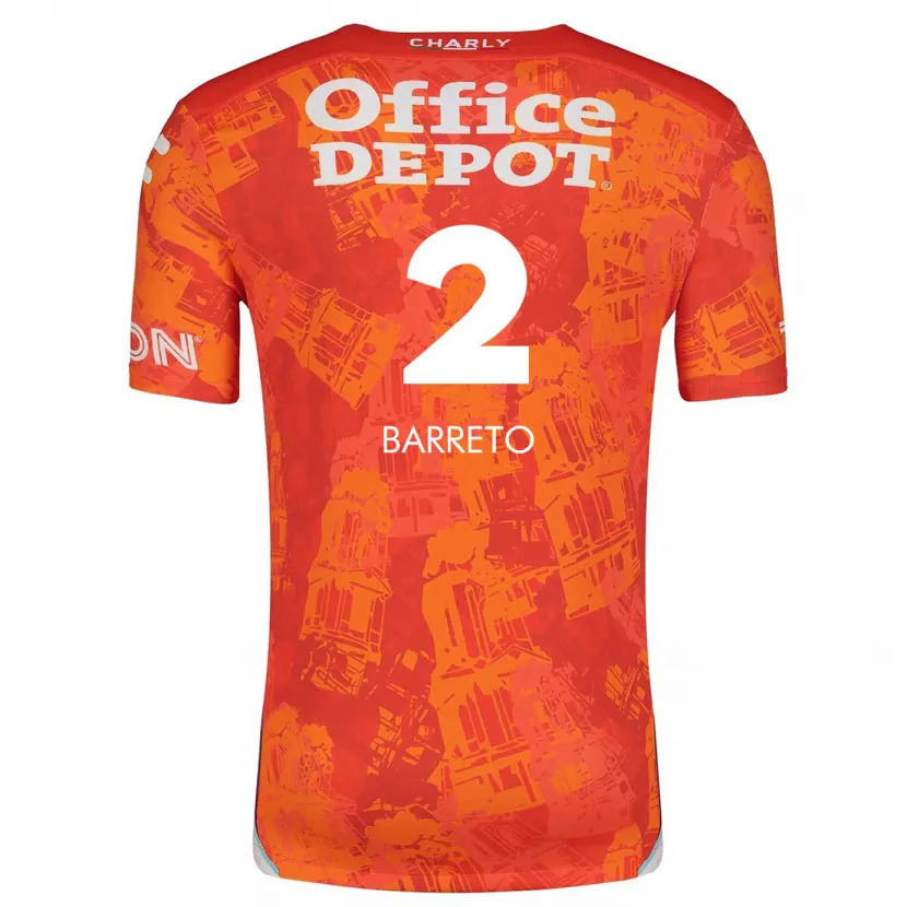 Danxen Hombre Camiseta Sergio Barreto #2 Naranja Blanco 2ª Equipación 2024/25 La Camisa
