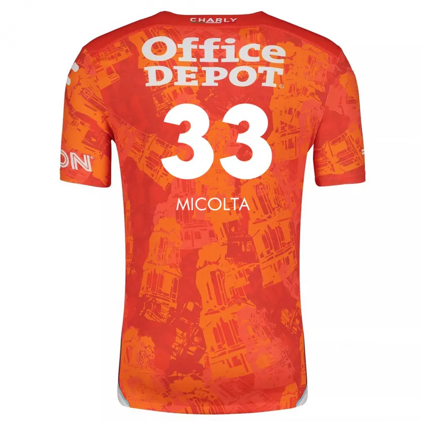 Danxen Hombre Camiseta Andrés Micolta #33 Naranja Blanco 2ª Equipación 2024/25 La Camisa