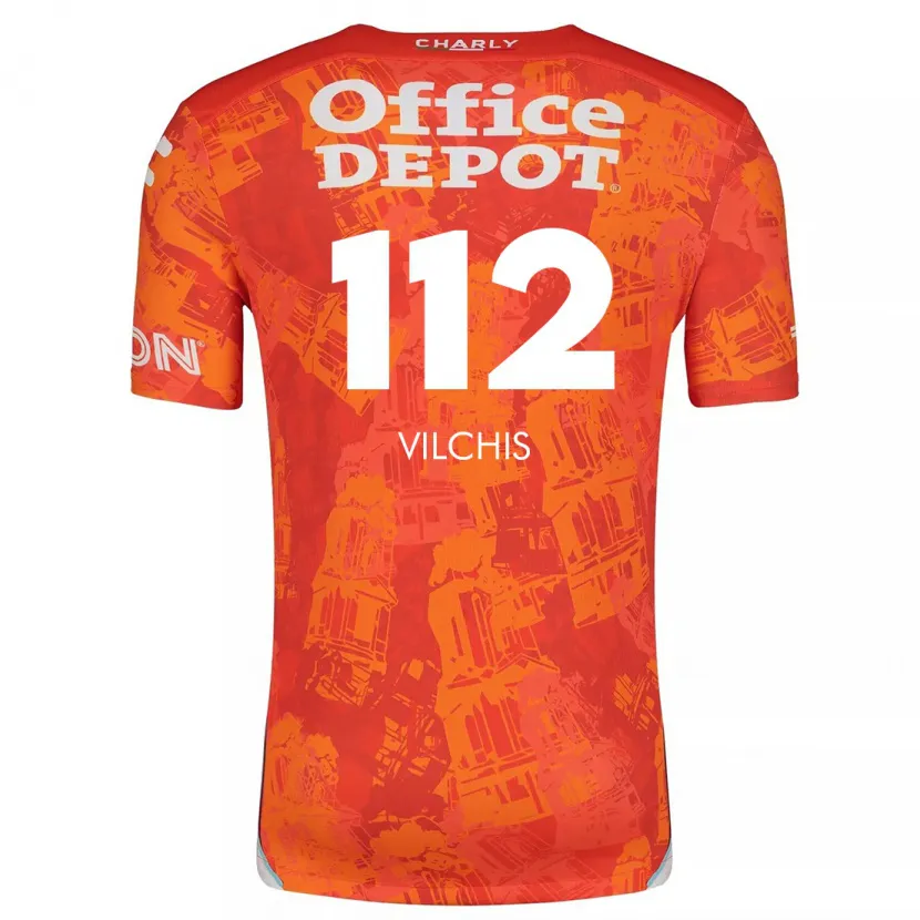 Danxen Hombre Camiseta Leonardo Vílchis #112 Naranja Blanco 2ª Equipación 2024/25 La Camisa