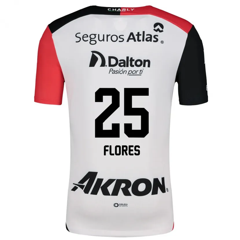 Danxen Hombre Camiseta Leonardo Flores #25 Blanco Rojo Negro 2ª Equipación 2024/25 La Camisa