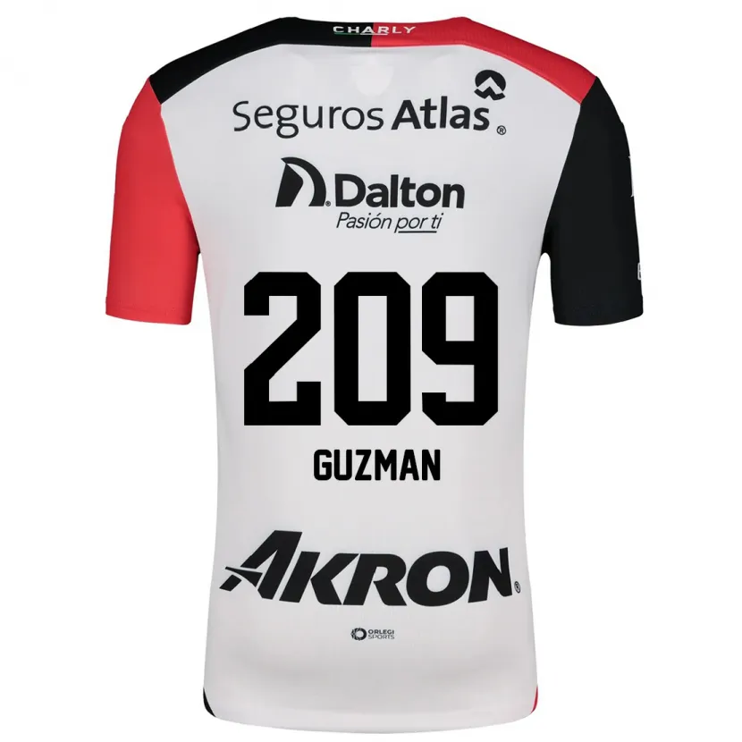 Danxen Hombre Camiseta Jorge Guzmán #209 Blanco Rojo Negro 2ª Equipación 2024/25 La Camisa