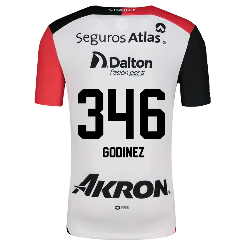Danxen Hombre Camiseta Olmo Godínez #346 Blanco Rojo Negro 2ª Equipación 2024/25 La Camisa