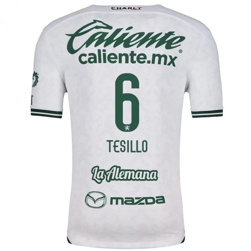 Danxen Hombre Camiseta William Tesillo #6 Blanco Verde 2ª Equipación 2024/25 La Camisa