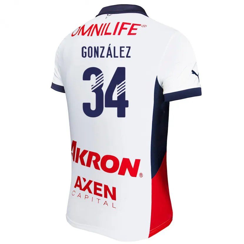 Danxen Hombre Camiseta Armando González #34 Blanco Rojo Azul 2ª Equipación 2024/25 La Camisa
