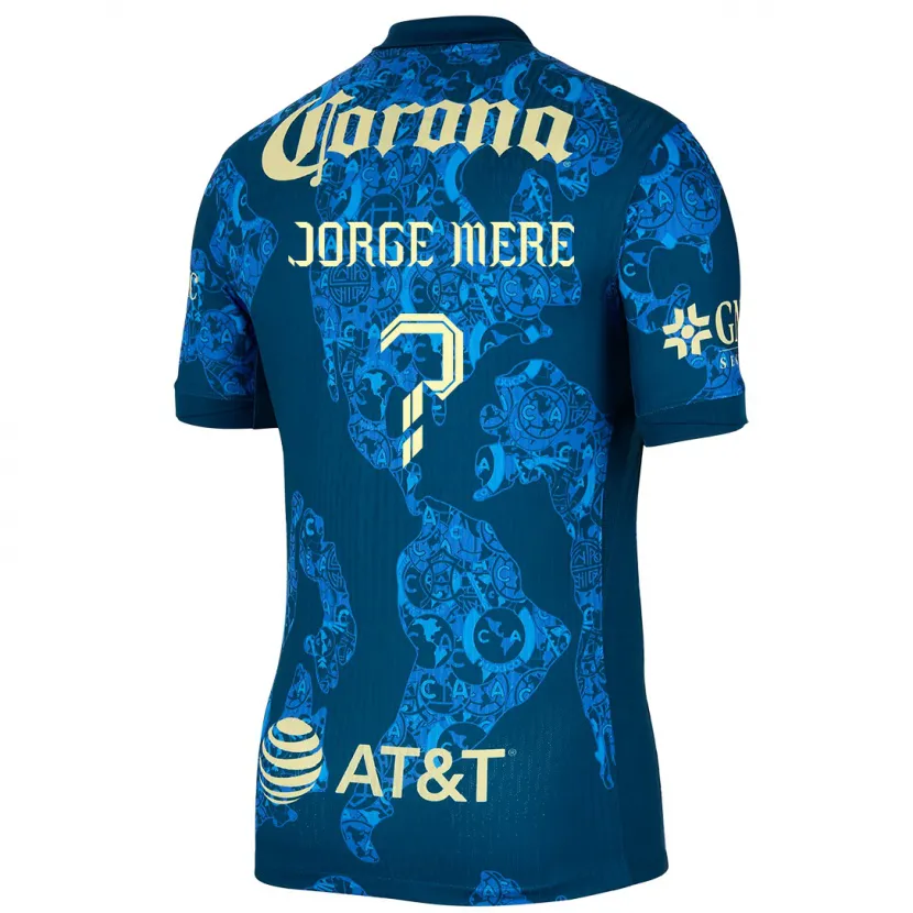 Danxen Hombre Camiseta Jorge Meré #0 Azul Amarillo 2ª Equipación 2024/25 La Camisa