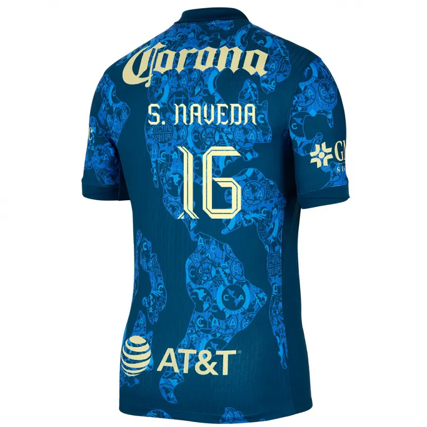 Danxen Hombre Camiseta Santiago Naveda #16 Azul Amarillo 2ª Equipación 2024/25 La Camisa