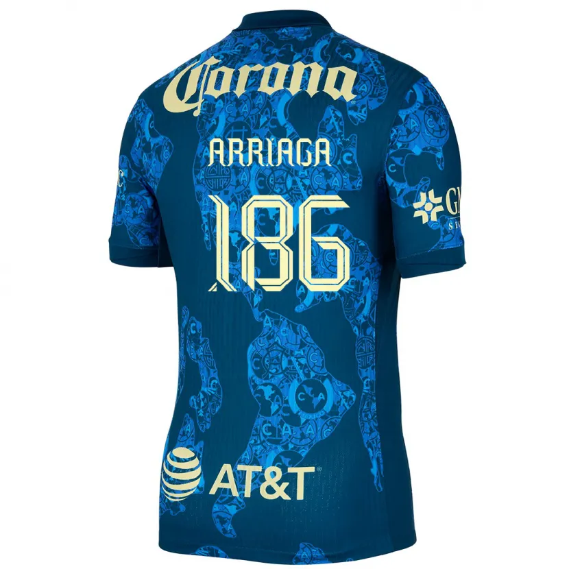 Danxen Hombre Camiseta Diego Arriaga #186 Azul Amarillo 2ª Equipación 2024/25 La Camisa