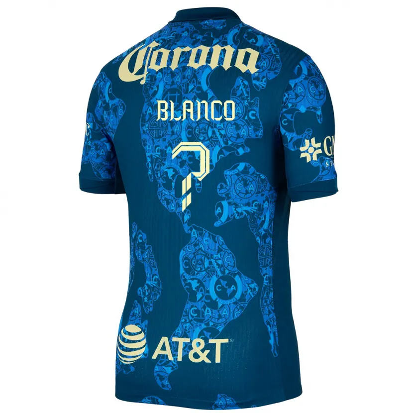 Danxen Hombre Camiseta Lionel Blanco #0 Azul Amarillo 2ª Equipación 2024/25 La Camisa