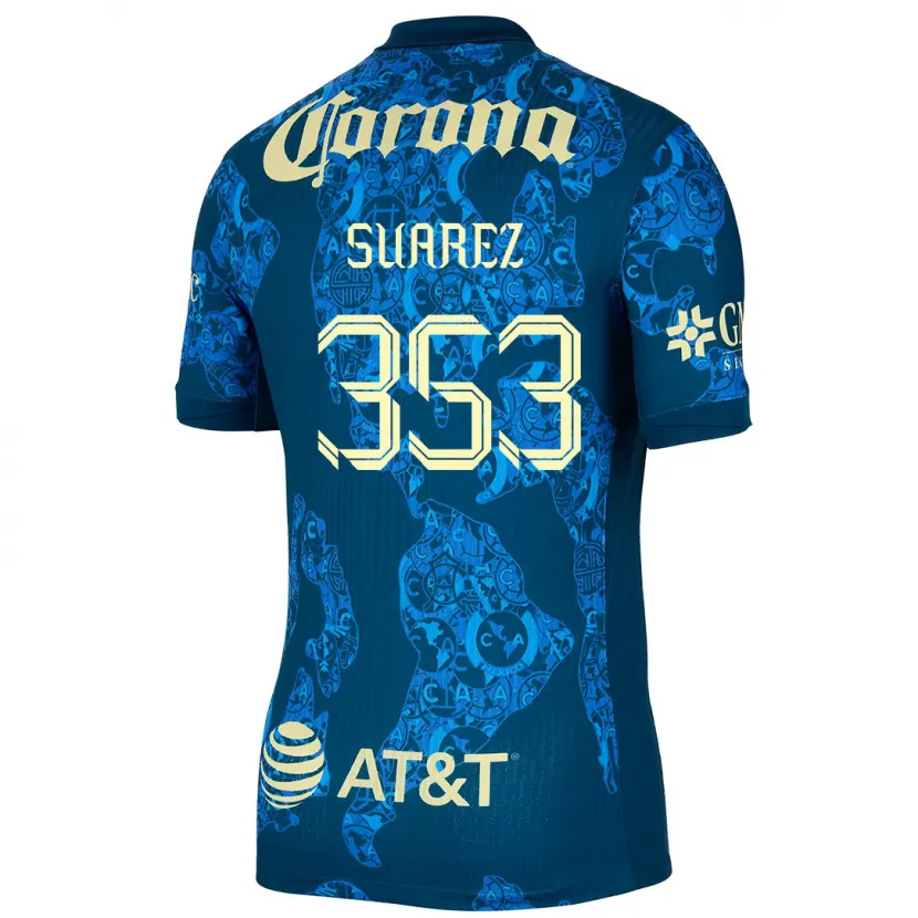 Danxen Hombre Camiseta Irwin Suarez #353 Azul Amarillo 2ª Equipación 2024/25 La Camisa
