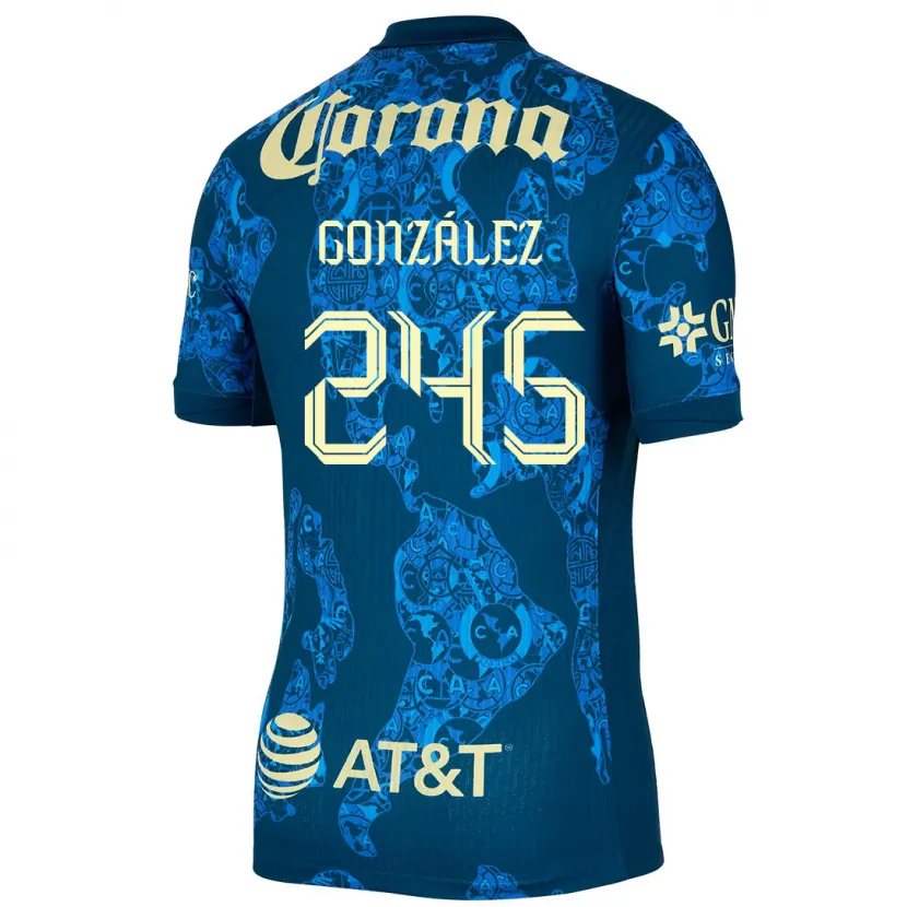 Danxen Hombre Camiseta Enrique González #245 Azul Amarillo 2ª Equipación 2024/25 La Camisa