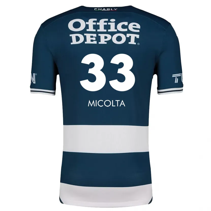 Danxen Mujer Camiseta Andrés Micolta #33 Azul Blanco 1ª Equipación 2024/25 La Camisa
