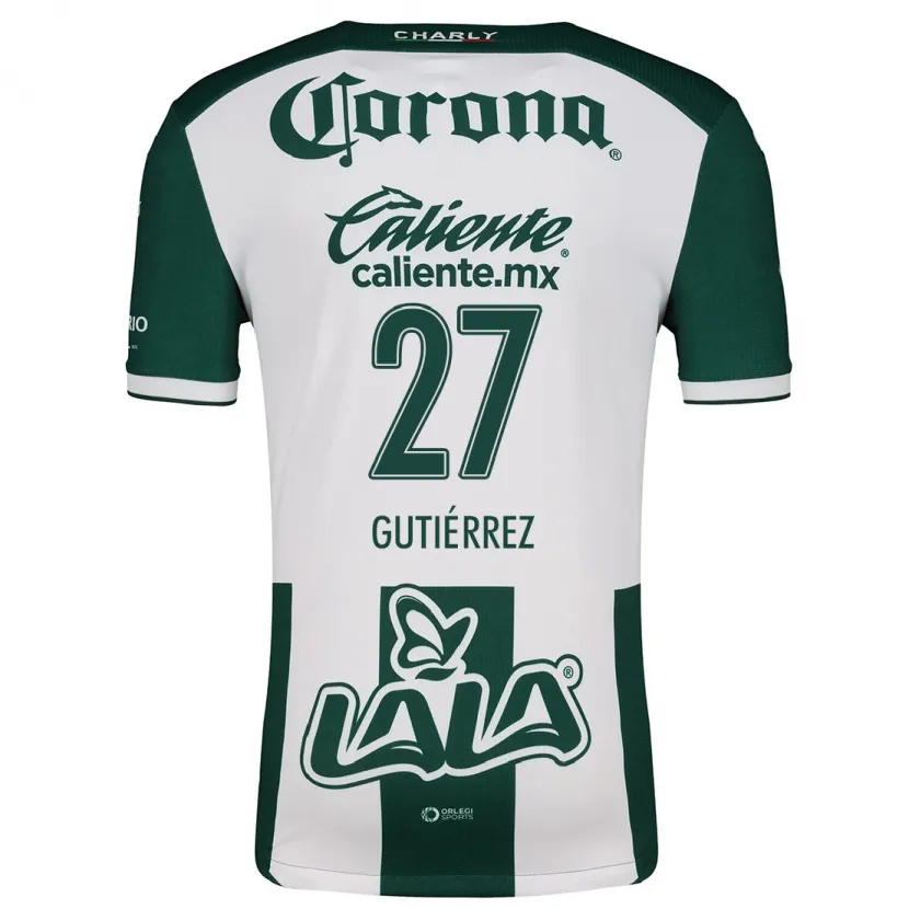 Danxen Mujer Camiseta Luis Gutiérrez #27 Verde Blanco 1ª Equipación 2024/25 La Camisa